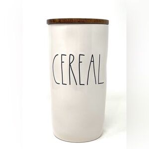 Rae Dunn “CEREAL” Tall Canister/Cellar With Wood Silicone Sealing Lid NEW